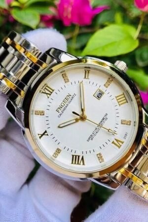 FNGEEN 2081 Stainless Steel Stylish Men Quartz Watch Two tone Chain style strap