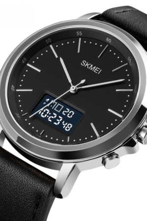 SKMEI Men's Fashion Digital Watch Analog Leather Multifunctional Waterproof Men's Watch 1652 | Skemi Men Digital Analog Watch - Without Box