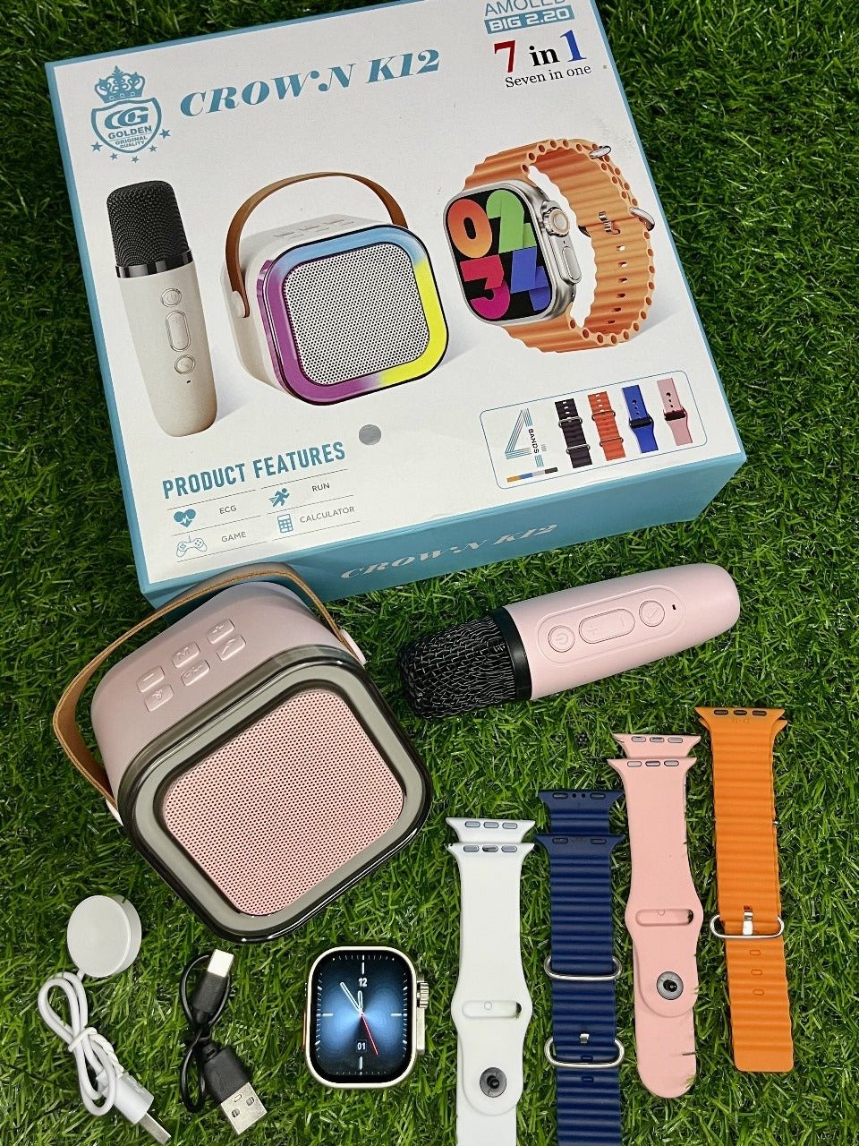 Crown K12 Watch & Speaker Set - Best Quality Speaker Set & Watch Set | Watch with Karaoke Speaker | Watch with 4 Multiple Random Color Straps - Image 10
