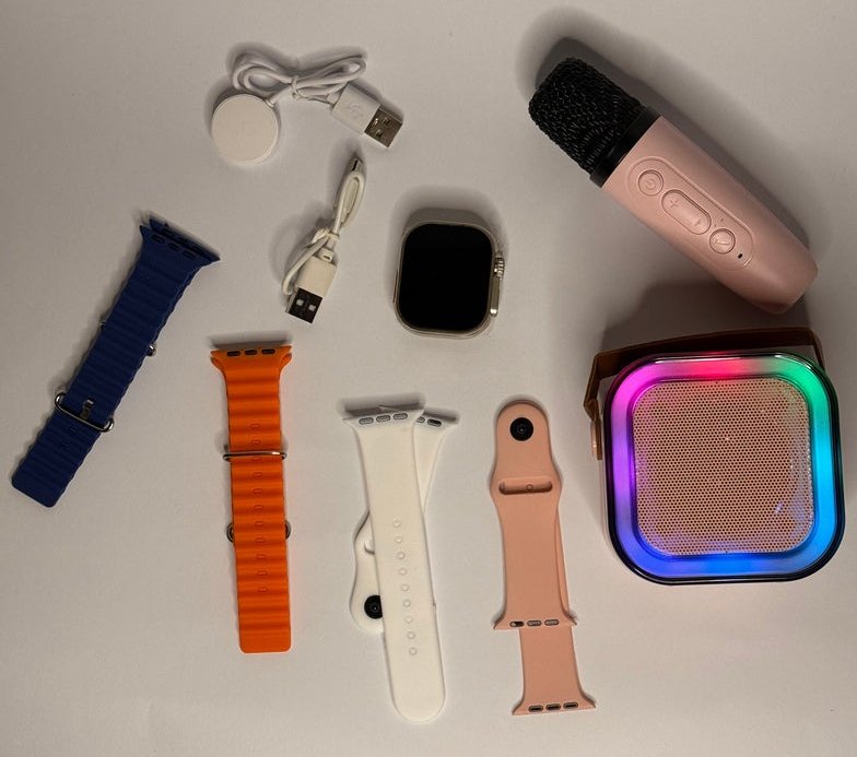 Crown K12 Watch & Speaker Set - Best Quality Speaker Set & Watch Set | Watch with Karaoke Speaker | Watch with 4 Multiple Random Color Straps