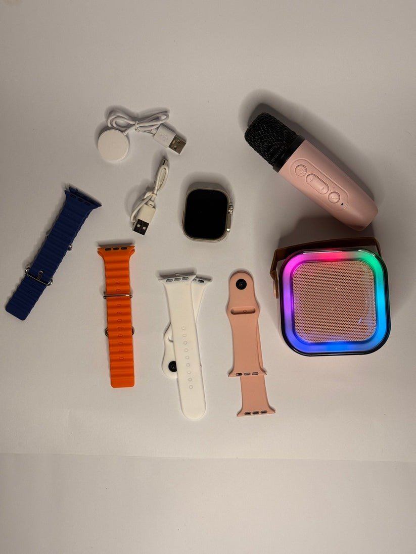 Crown K12 Watch & Speaker Set - Best Quality Speaker Set & Watch Set | Watch with Karaoke Speaker | Watch with 4 Multiple Random Color Straps - Image 4