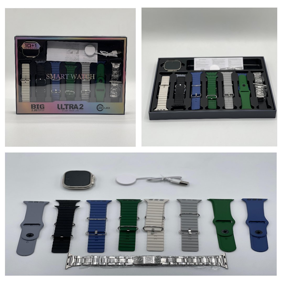 Smartwatch With 10 Stripes | Big 2.20 Ultra 2 Smart Watch - Best Quality Smart Watch with 10 Multiple Straps - Smart Watch - Digital Watch