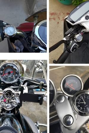 Universal Waterproof Chrome Motorcycle Handlebar Clock â€“ Luminous Quartz Watch for Bikes | Stylish and Durable ( Silver)